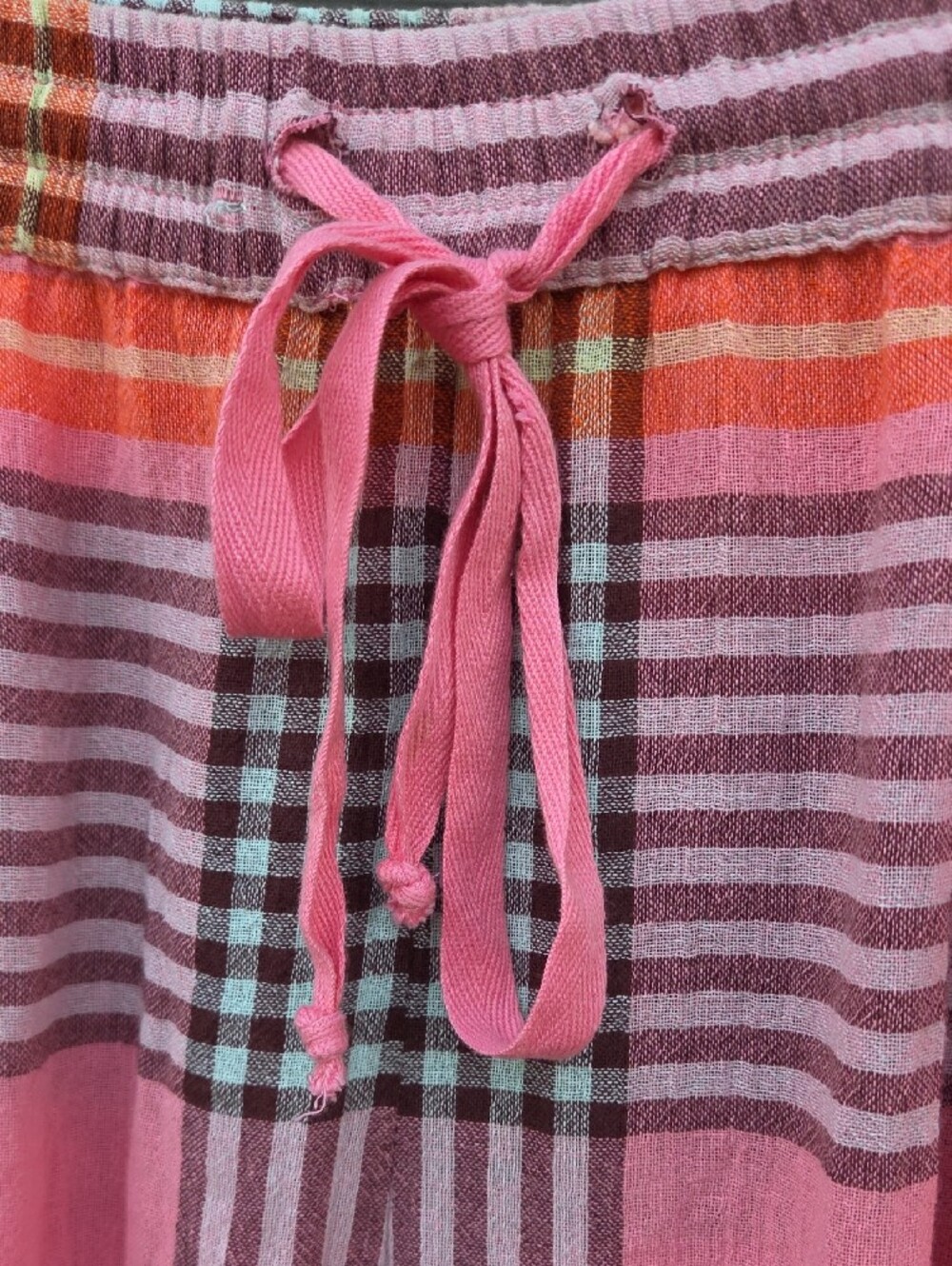 Free People Pink and Orange Plaid Cargo Joggers - Picture 3 of 7
